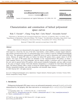 Characterization and Construction of Helical Polynomial Space Curves Rida T