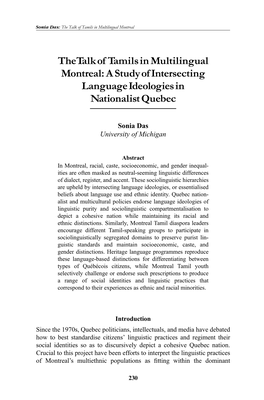 A Study of Intersecting Language Ideologies in Nationalist Quebec