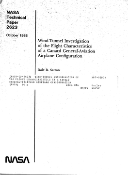 Wind-Tunnel Investigation of the Flight Chasacteristics of a Canard