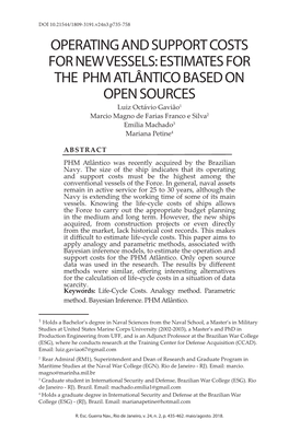 ESTIMATES for the PHM ATLÂNTICO BASED on OPEN SOURCES Luiz Octávio Gavião1 Marcio Magno De Farias Franco E Silva2 Emilia Machado3 Mariana Petine4