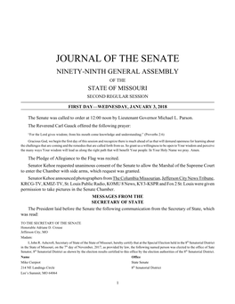 Journal of the Senate Ninety-Ninth General Assembly of the State of Missouri Second Regular Session