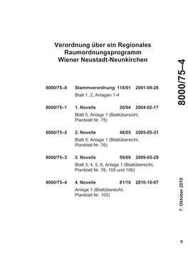 Verordnung Über Ein Regionales Raumordnungsprogramm Wiener Neustadt-Neunkirchen