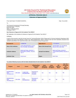 India Council for Technical Education (A Statutory Body Under Ministry of HRD, Govt