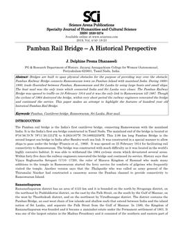 Pamban Rail Bridge – a Historical Perspective
