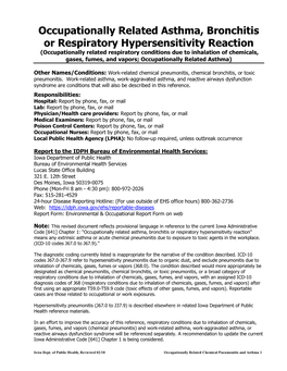 Occupational Chemical Respiratory Exposures & Asthma