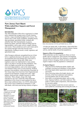 White-Tailed Deer Impacts and Forest Management: New Jersey Fact Sheet