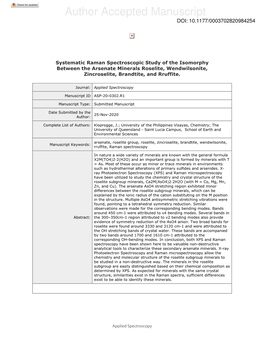 Systematic Raman Spectroscopic Study of the Isomorphy Between the Arsenate Minerals Roselite, Wendwilsonite, Zincroselite, Brandtite, and Rruffite