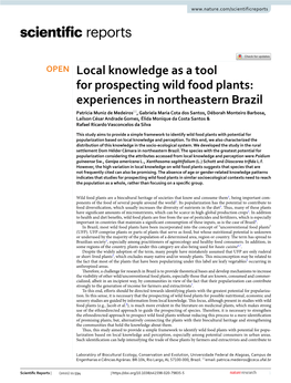 Local Knowledge As a Tool for Prospecting Wild Food Plants