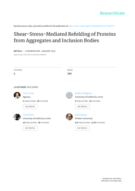 Shear-Stress-Mediated Refolding of Proteins from Aggregates and Inclusion Bodies