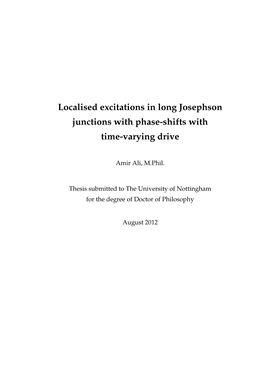 Ali, Amir (2012) Localised Excitations in Long Josephson Junctions With