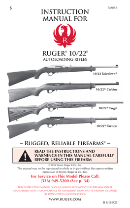 Instruction Manual for Ruger® 10/22®