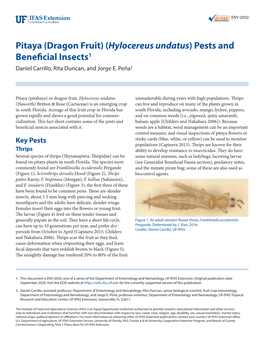 Hylocereus Undatus) Pests and Beneficial Insects1 Daniel Carrillo, Rita Duncan, and Jorge E
