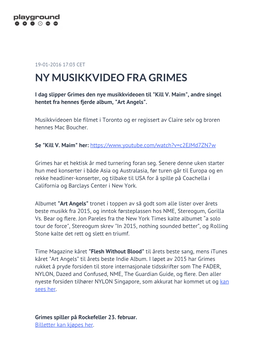 Ny Musikkvideo Fra Grimes