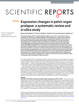 Expression Changes in Pelvic Organ Prolapse: a Systematic Review and in Silico Study Received: 21 February 2017 Maryam B