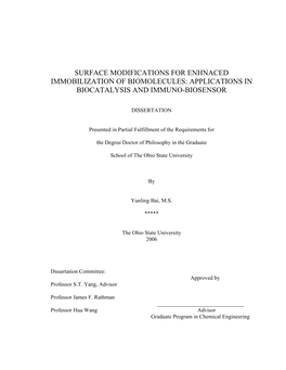 Surface Modifications for Enhnaced Immobilization of Biomolecules: Applications in Biocatalysis and Immuno-Biosensor