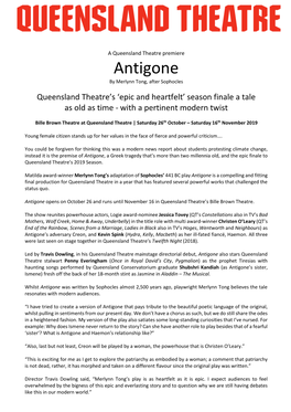 Antigone by Merlynn Tong, After Sophocles