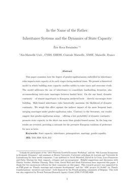 Inheritance Systems and the Dynamics of State Capacity