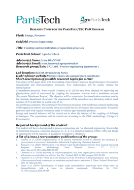 Coupling and Intensification of Separation Processes