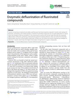 Enzymatic Defluorination of Fluorinated Compounds