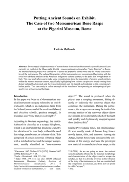 Putting Ancient Sounds on Exhibit. the Case of Two Mesoamerican Bone Rasps at the Pigorini Museum, Rome