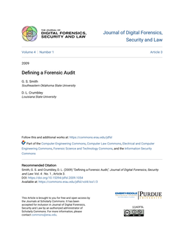 Defining a Forensic Audit