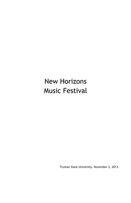 New Horizons Music Festival