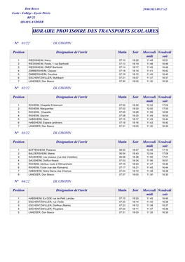 Rpt Horaire Trajet