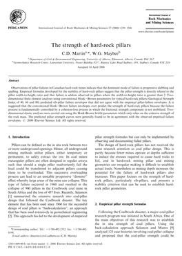 The Strength of Hard-Rock Pillars C.D