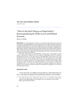 There Is No Such Thing As an Illegal Strike”: Reconceptualizing the Strike in Law and Political Economy Diana S