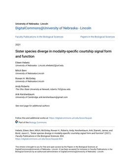 Sister Species Diverge in Modality-Specific Courtship Signal Form and Function