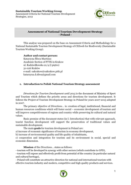 Assessment of National Tourism Development Strategy - Poland