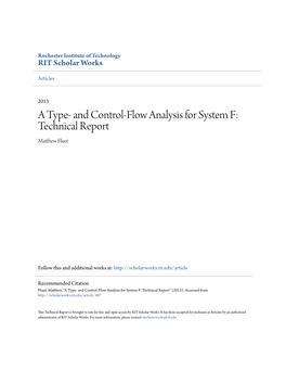 A Type- and Control-Flow Analysis for System F: Technical Report Matthew Luetf