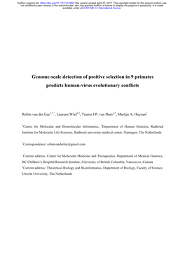 Genome-Scale Detection of Positive Selection in 9 Primates Predicts Human-Virus Evolutionary Conflicts