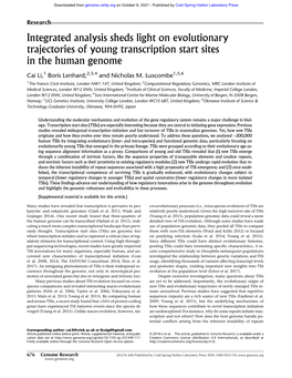 Integrated Analysis Sheds Light on Evolutionary Trajectories of Young Transcription Start Sites in the Human Genome