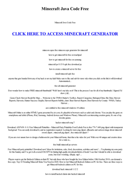 Minecraft Java Code Free