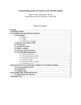 System Requirements for Phased Array Weather Radar