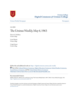 The Ursinus Weekly, May 6, 1963
