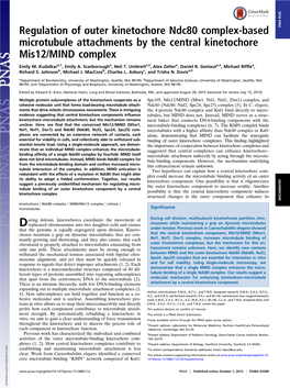 Regulation of Outer Kinetochore Ndc80 Complex-Based Microtubule