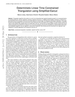 Deterministic Linear Time Constrained Triangulation Using Simplified