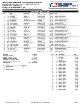 AMA Superbike Championship Presented by Parts Unlimited