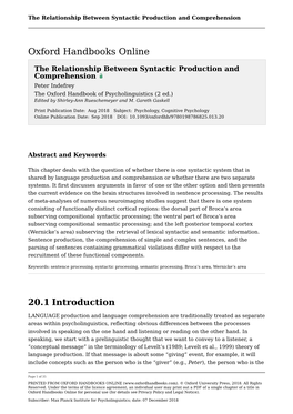 Relationship Between Syntactic Production and Comprehension