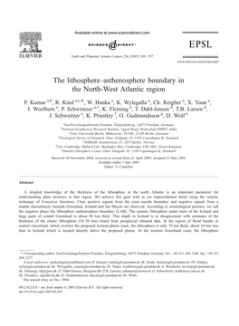The Lithosphere–Asthenosphere Boundary in the North-West Atlantic Region