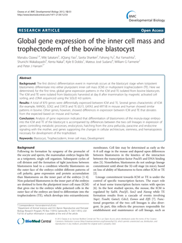 Global Gene Expression of the Inner Cell Mass and Trophectoderm of The