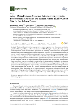 Adult Desert Locust Swarms, Schistocerca Gregaria, Preferentially Roost in the Tallest Plants at Any Given Site in the Sahara Desert