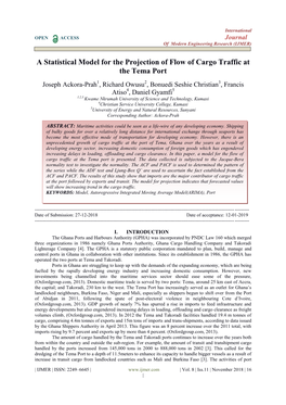 A Statistical Model for the Projection of Flow of Cargo Traffic at the Tema Port