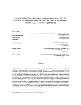 Petrology and Geochemistry of Volcanic Rocks Behind the Cenozoic Arc Front in the Andean Cordillera, Central Chile (33°50'S)