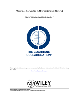 Pharmacotherapy for Mild Hypertension (Review) – the Cochrane Collaboration