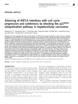 Silencing of KIF14 Interferes with Cell Cycle Progression and Cytokinesis by Blocking the P27kip1 Ubiquitination Pathway in Hepatocellular Carcinoma