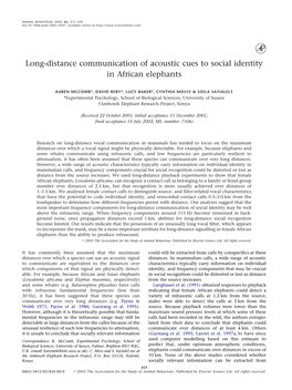 Long-Distance Communication of Acoustic Cues to Social Identity in African Elephants