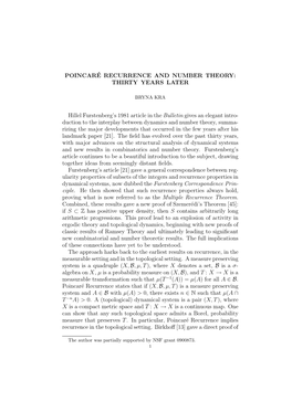 Poincaré Recurrence and Number Theory: Thirty Years Later